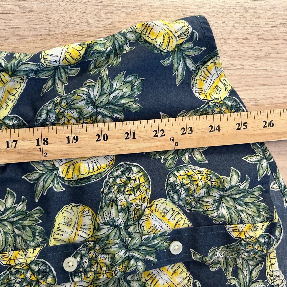 Goodfellow & Co Pineapple Print Short Sleeve Button Down Shirt Navy Small - Picture 6 of 7